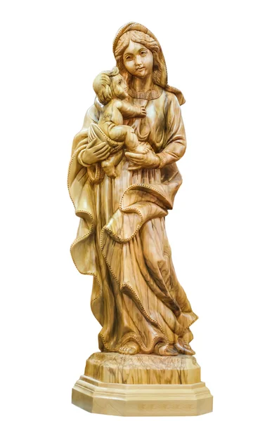 Fecioara Maria cu pruncul Isus Hristos în brațele ei. Statuetă în Betleem, magazinul orașului, Palestina — Fotografie, imagine de stoc