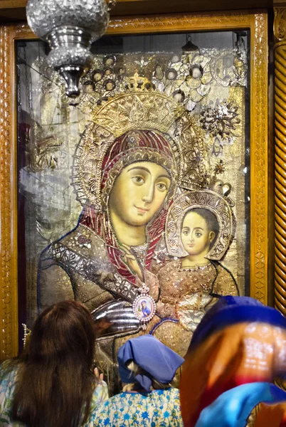 Igreja da Natividade. Ícone de Belém - a Mãe de Deus para sorrir. Palestina Fotografia De Stock