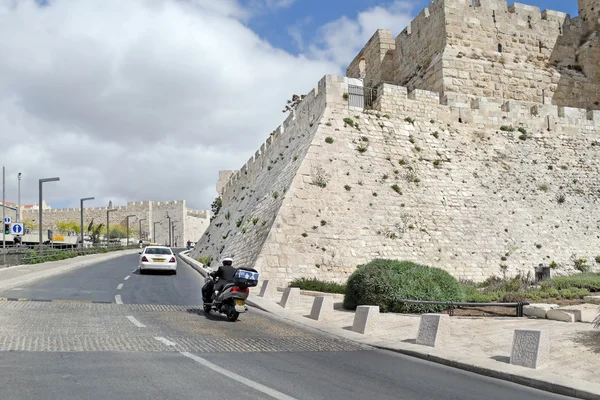 Travel and tourism. Stone wall of the city of Bethlehem. Palestine. — Stock Photo, Image