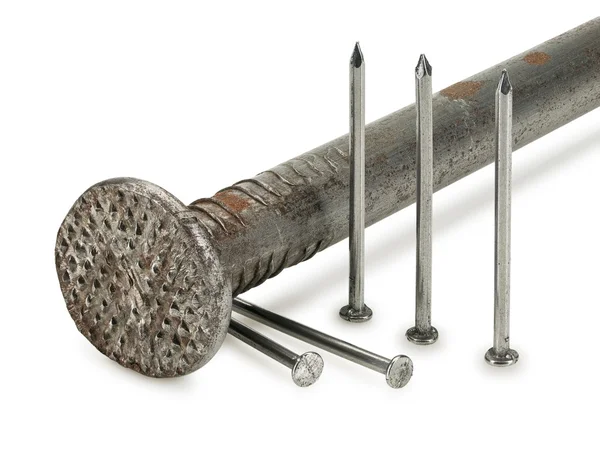 Büyük paslı çivi ve grup küçük çivi