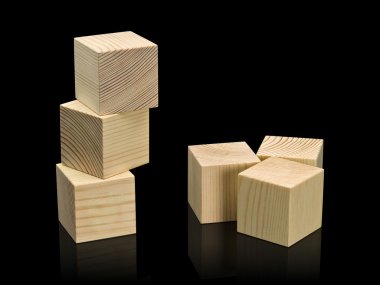 Yüksek ve geniş inşaat ahşap küpleri