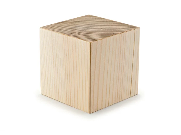 O cubo de madeira é isolado no branco — Fotografia de Stock