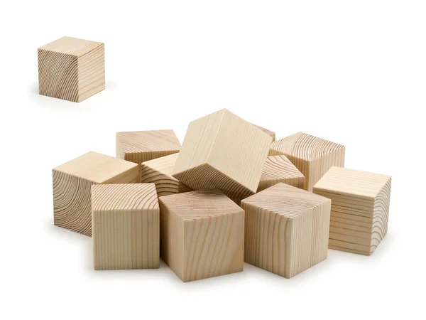 Montón de cubos de madera y cubo de madera separado —  Fotos de Stock