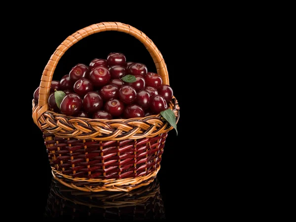 Cherry gröda i en korg — Stockfoto