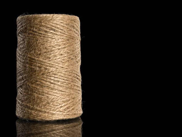 Vertical Hank Jute Twine Isolated Black — Stock Photo, Image