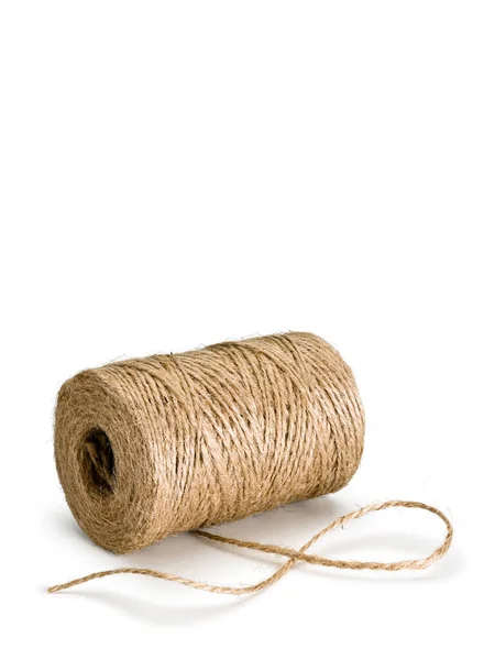 Hank Jute Twine Lying Horizontal Isolated White — Stockfoto