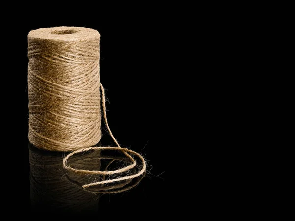 Vertical Hank Jute Twine Isolated Black — Stock Photo, Image