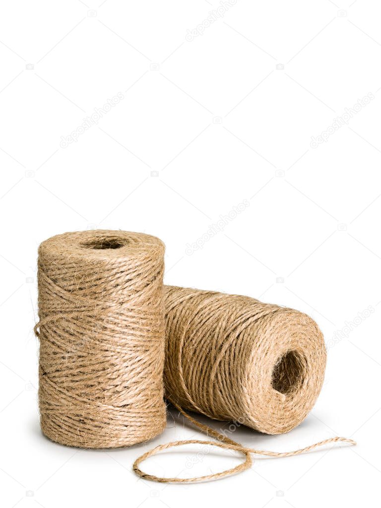 Two hanks of jute twine it is isolated on white