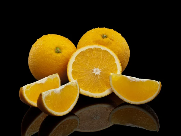 Glass of orange juice with fruit — Stock Photo, Image