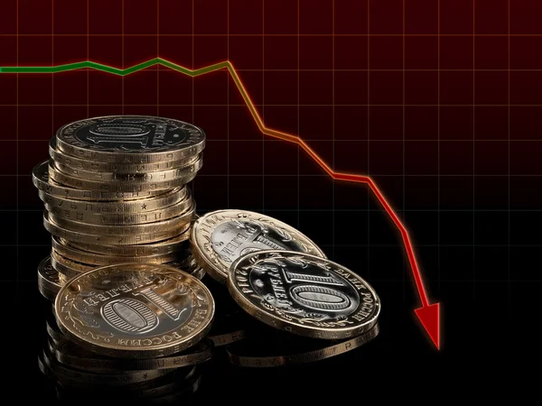 De diagramed vallen van een wisselkoers roebel Rechtenvrije Stockafbeeldingen