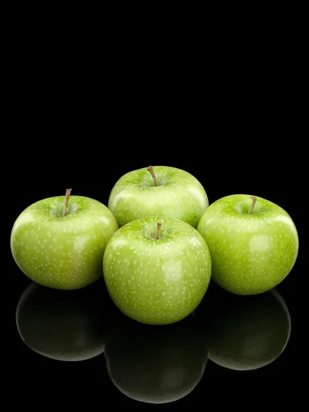 Four green apples — Stock Photo, Image