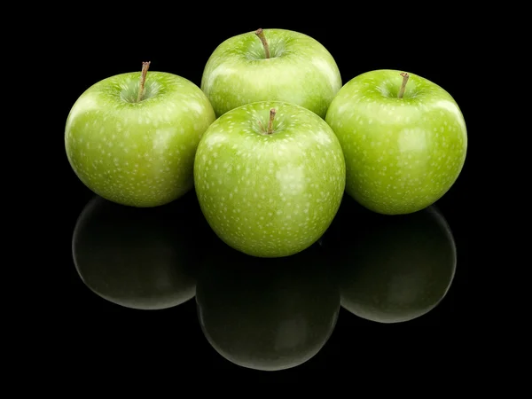 Four green apples — Stock Photo, Image