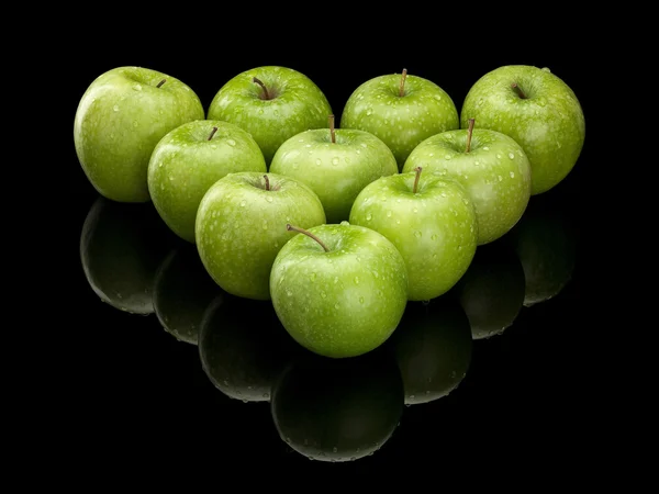 Dez maçãs verdes — Fotografia de Stock
