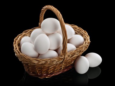Sepet beyaz yumurta dolu