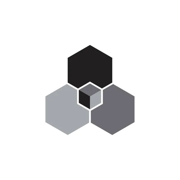 Triple Hexágono Con Vector Diseño Logotipo Cubo — Vector de stock