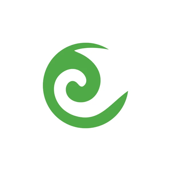 葉のロゴデザインベクトル付きE文字 — ストックベクタ