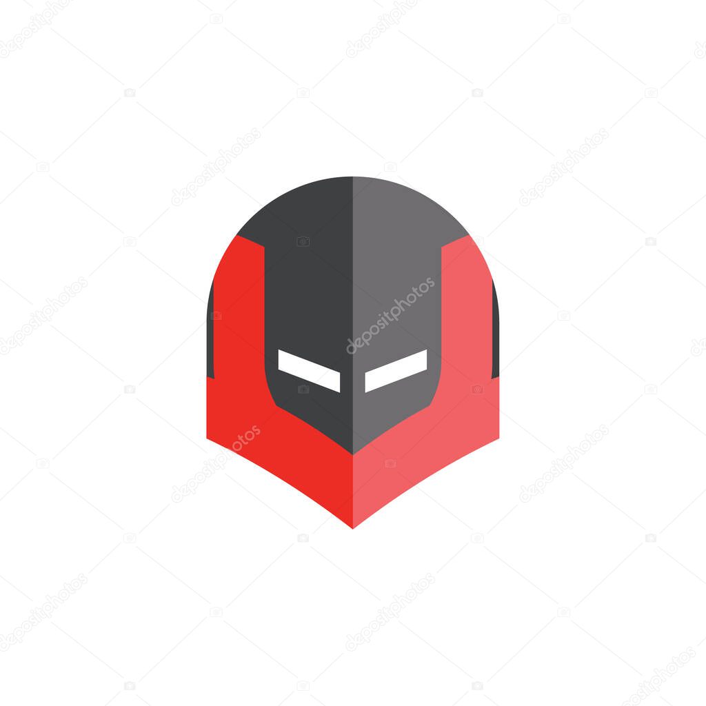 Warrior helmet with V letter or U letter logo design vector