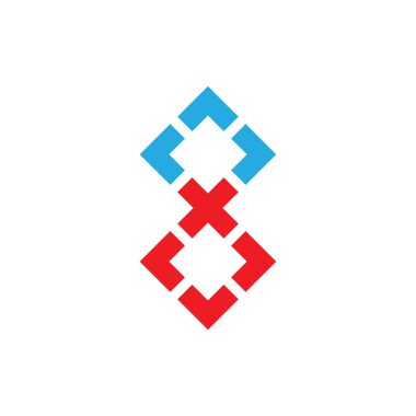 Sekiz numara, iki kare logo tasarım vektörü.