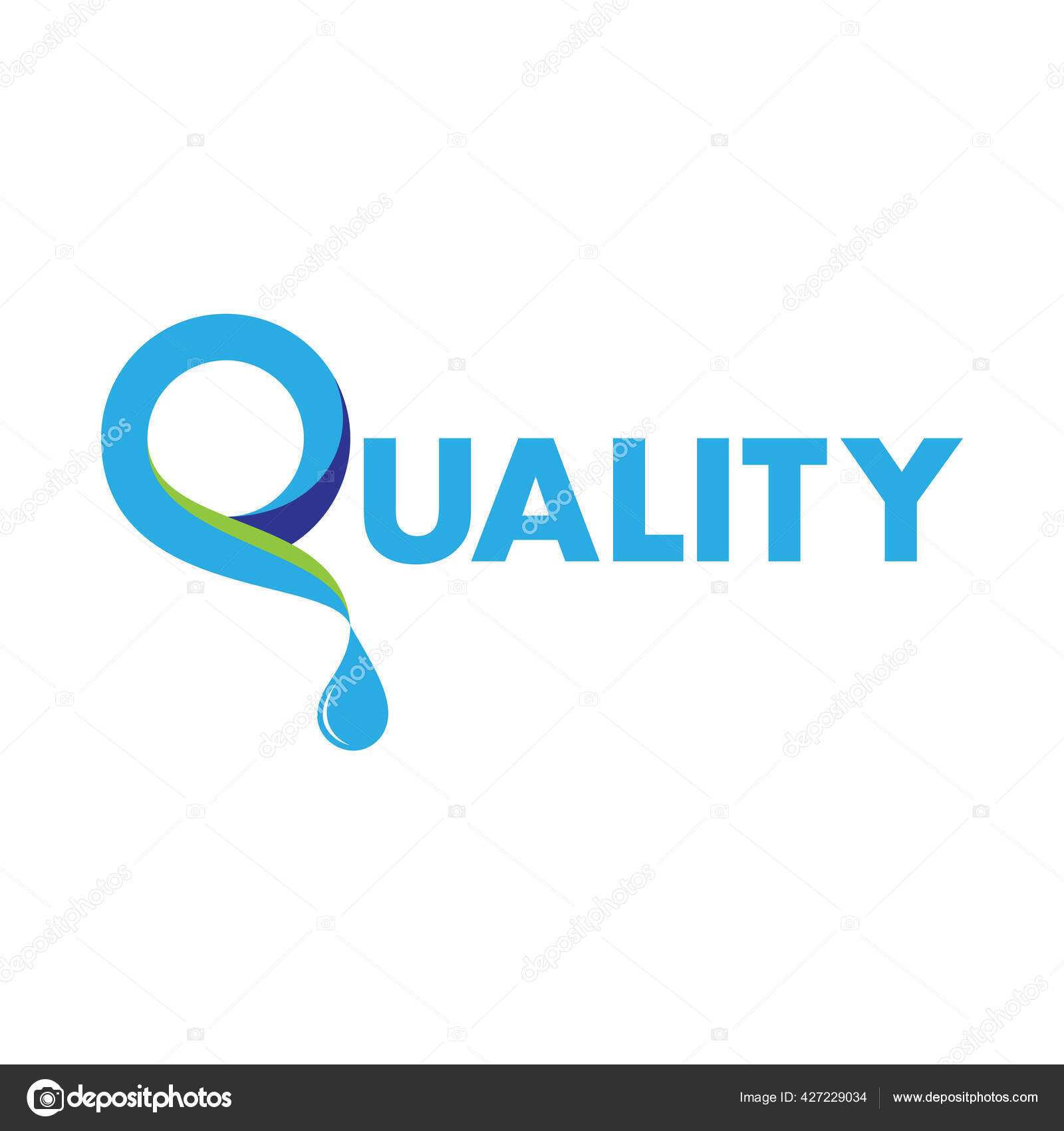 Qualitat Text Mit Wassertropfen Logo Design Vektor Vektorgrafik Lizenzfreie Grafiken C Drijimedia 427229034 Depositphotos