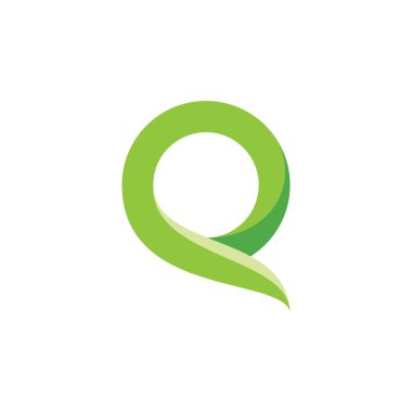Yaprak logosu tasarım vektörlü 3D Q harfi veya E harfi