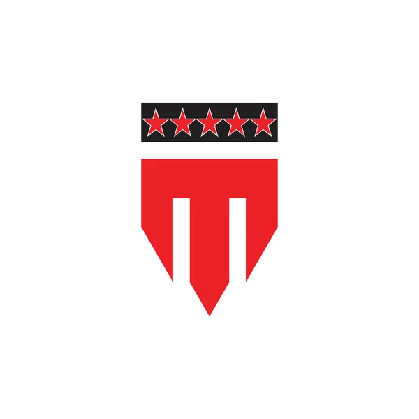 Escudo Con Letra Cinco Estrellas Logo Diseño Vector — Vector de stock