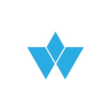 Mavi elmas logo tasarım vektörlü W harfi