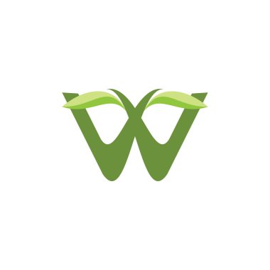 Yaprak logosu tasarım vektörlü W harfi