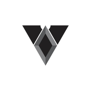 3 boyutlu siyah elmas logo tasarım vektörlü V harfi