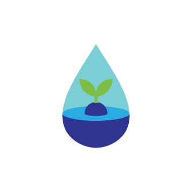 Büyüyen tohumlu su damlası logo tasarım vektörü