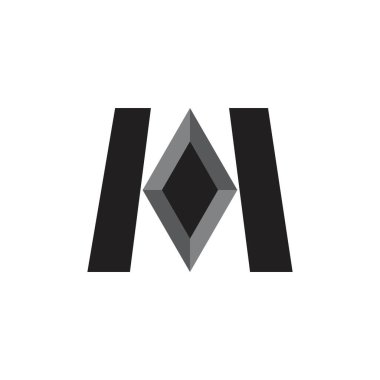 3D siyah elmas logo tasarım vektörlü M harfi