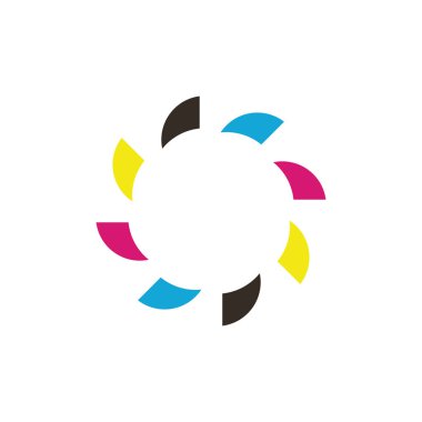 Döndürme CMYK renk logo tasarım vektörü