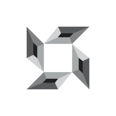 3D siyah elmas logolu kare