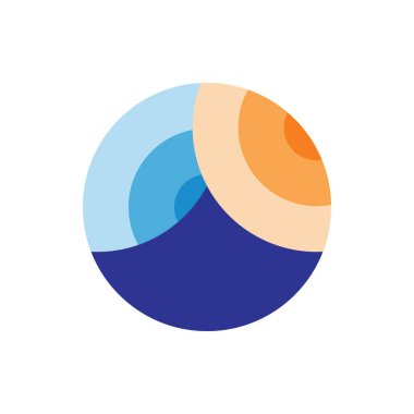 Güneş logosu tasarım vektörü olan dağ