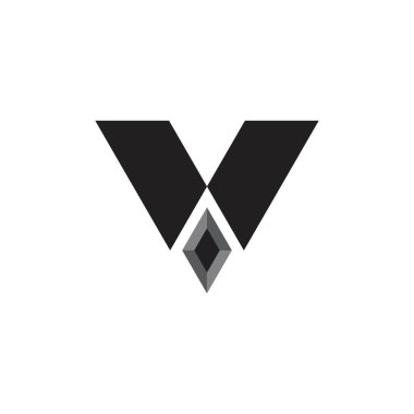 Siyah elmas logo tasarım vektörlü V harfi