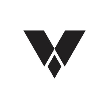 Siyah elmas logo tasarım vektörlü V harfi