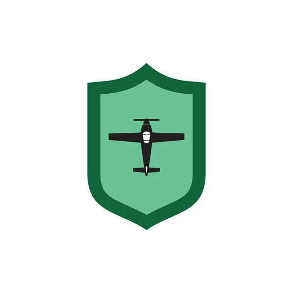 Shield Dengan Vektor Desain Logo Pesawat Udara - Stok Vektor