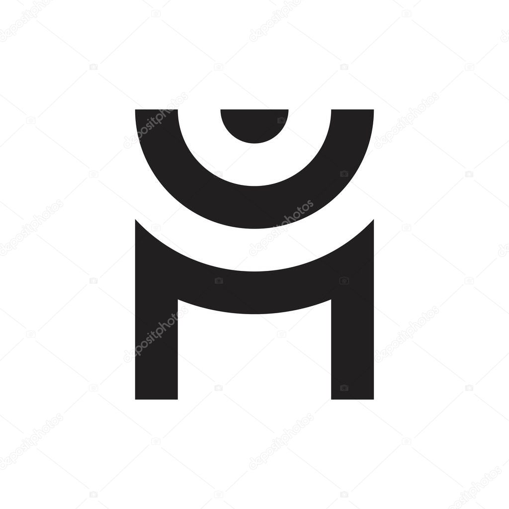 M letter with circle logo,target point logo design vector