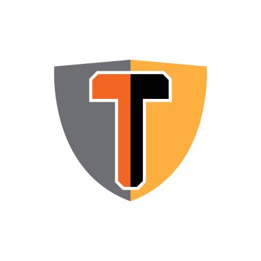 T harfi logo tasarım vektörlü kalkan