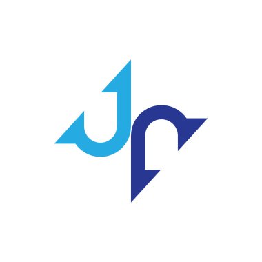 jr harfi yukarı ve aşağı ok logo tasarım vektörü