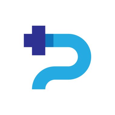 Artı logo tasarım vektörü olan P harfi