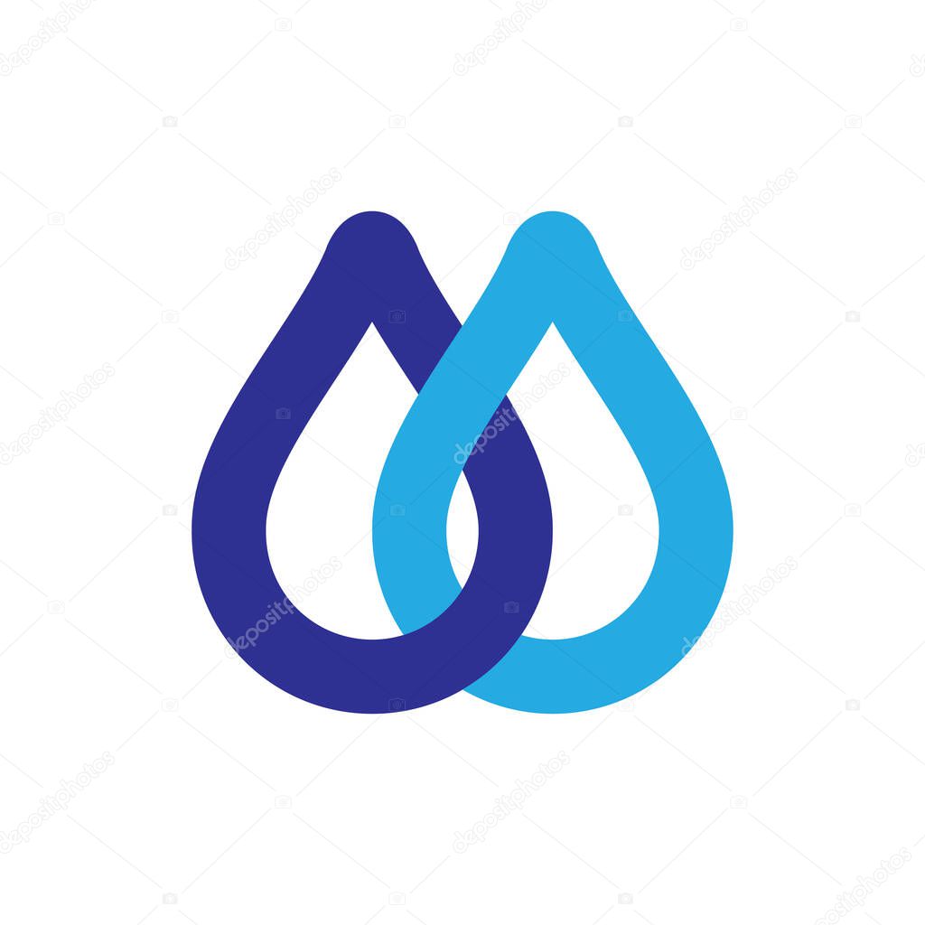 M letter with water drop logo design vector