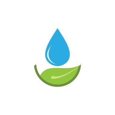 Su damlası logo tasarım vektörlü yaprak