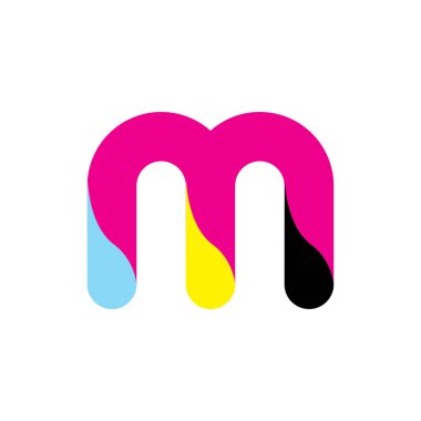 CMYK renk logo tasarım vektörlü M harfi