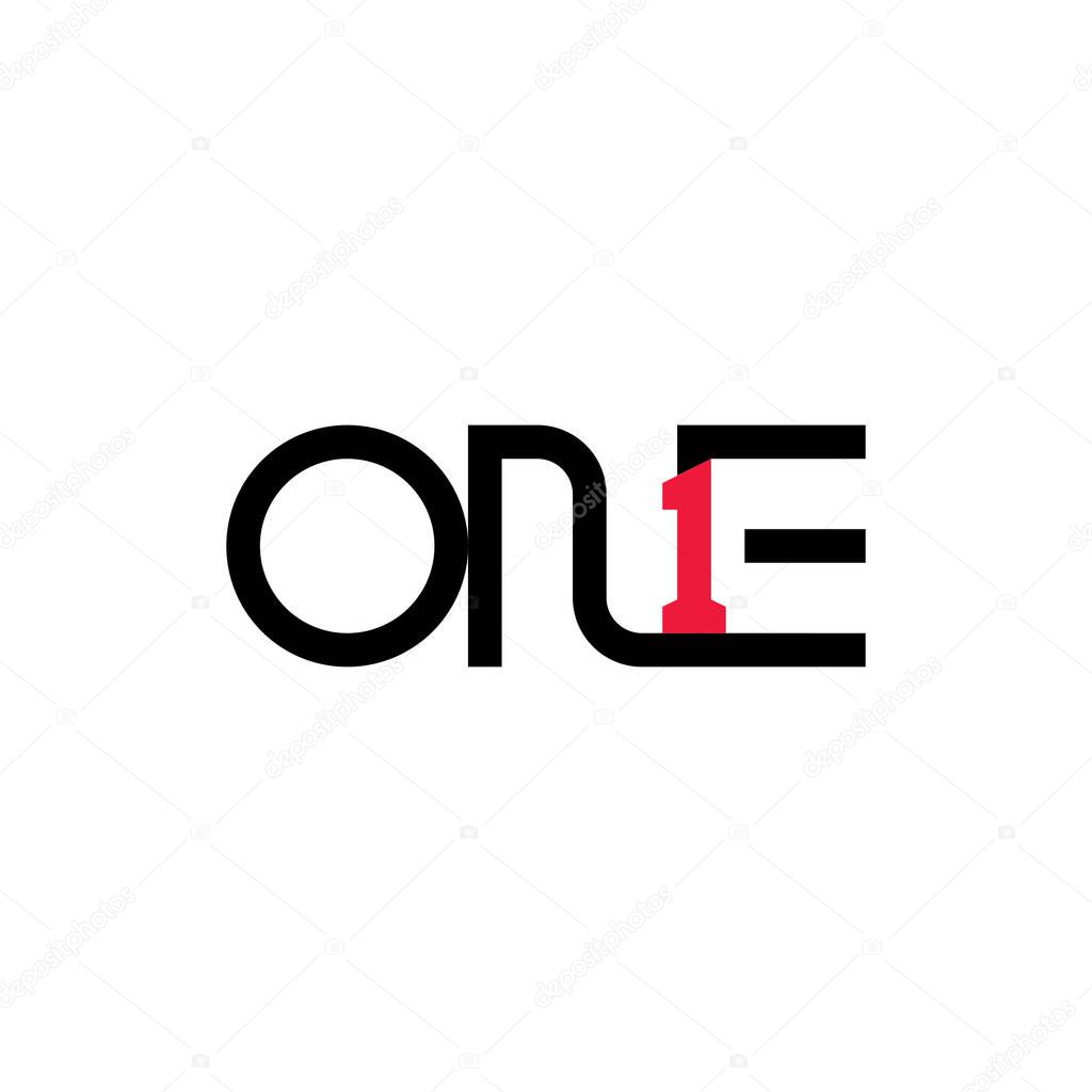 ONE letter with number 1 logo design vector