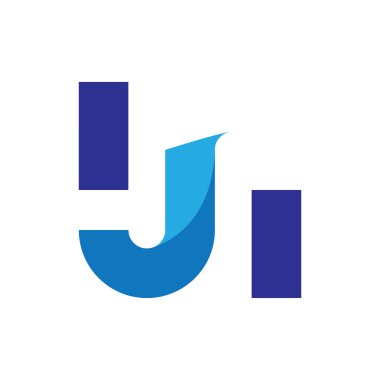 IJI harfi veya MJ harfi logo tasarım vektörü