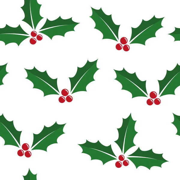 Рождество Холли Берри бесшовный шаблон изолядета на белом — стоковый вектор