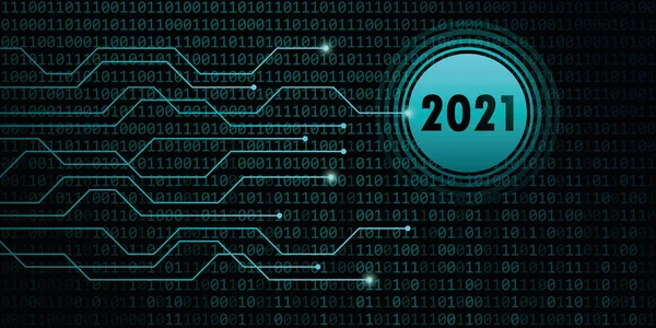 İkili kod arka planında 2021 yeni yıl — Stok Vektör