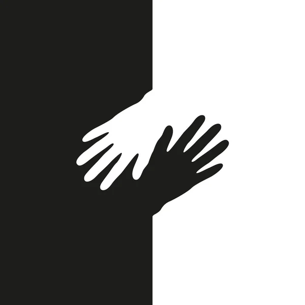 Mão humana preto e branco isolado — Vetor de Stock