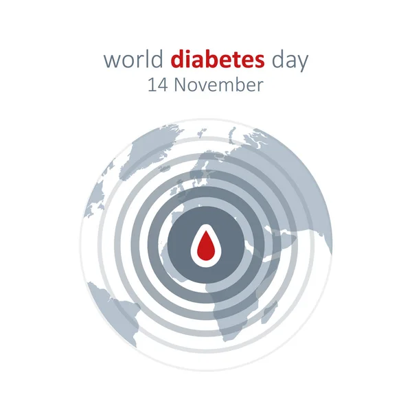 11月14日，世界糖尿病日，蓝圈和血滴手指 — 图库矢量图片
