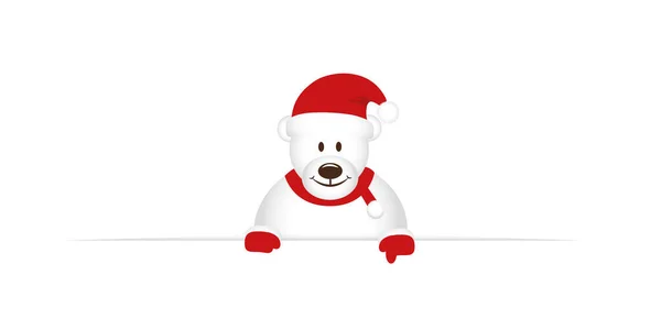 Cute icebear white banner christmas design — Stock Vector